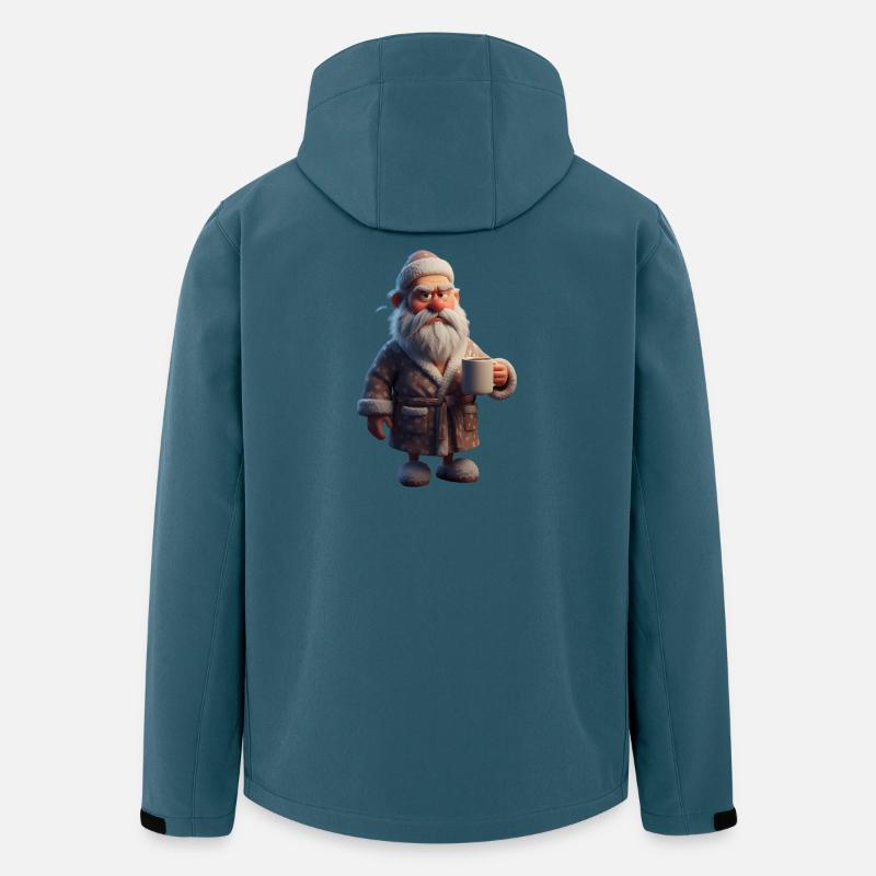 Grummeliger Winteropa mit Kaffeebecher Santa - Recycelte Männer Softshell-Jacke von Stanley/Stella - Dunkles Petrol