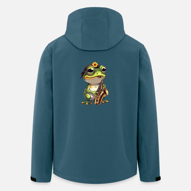 Jazzfrosch mit Saxophon - Recycelte Männer Softshell-Jacke von Stanley/Stella - Dunkles Petrol