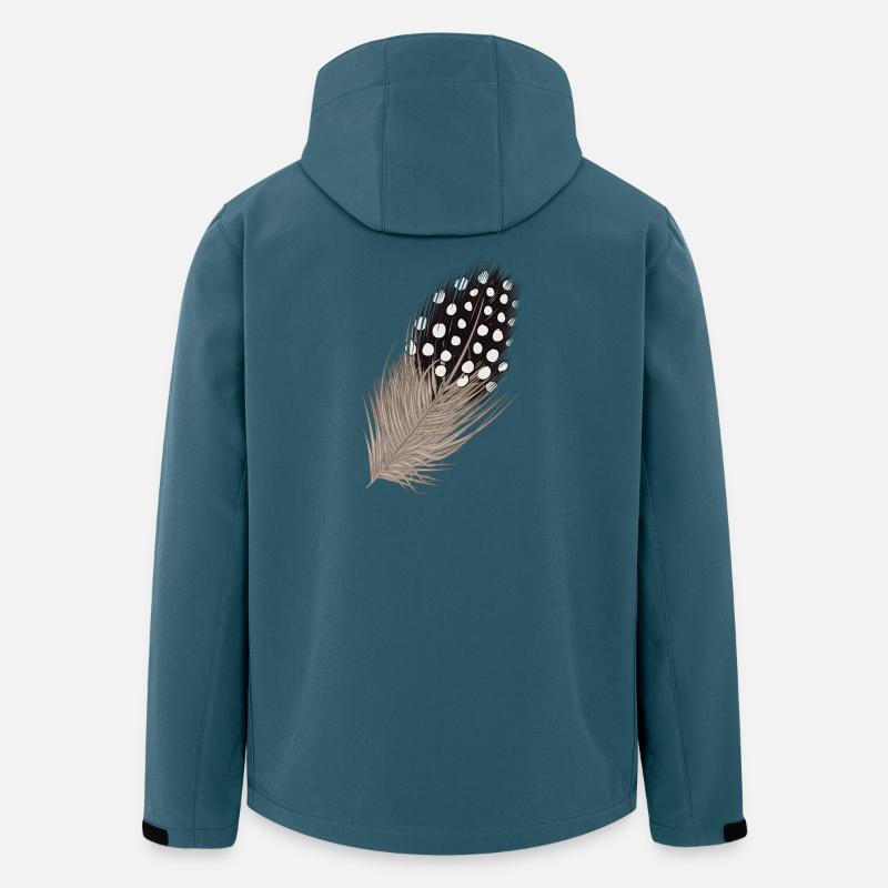 Handgezeichnete Perlhuhn-Feder Illustration - Recycelte Männer Softshell-Jacke von Stanley/Stella - Dunkles Petrol