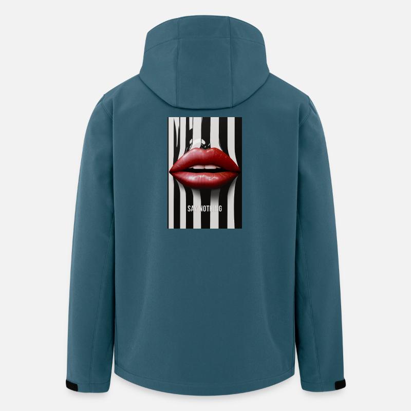 Say Nothing Lips Statement Design - Stanley/Stella herre softshelljakke i genanvendt polyester Discoverer - mørk petrol