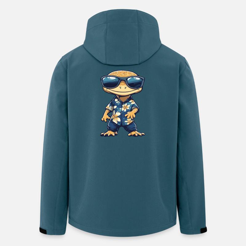 Echse Comic Urlaub - Recycelte Männer Softshell-Jacke von Stanley/Stella - Dunkles Petrol