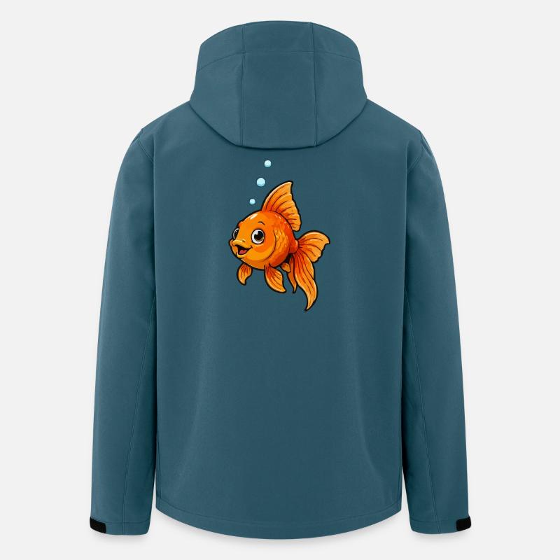 Fröhlicher Goldfisch Cartoon - Recycelte Männer Softshell-Jacke von Stanley/Stella - Dunkles Petrol