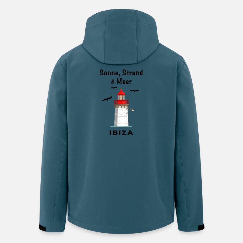Ibiza Hafen, Leuchtturm, Sonne, Strand und Meer - Recycelte Männer Softshell-Jacke von Stanley/Stella - Dunkles Petrol