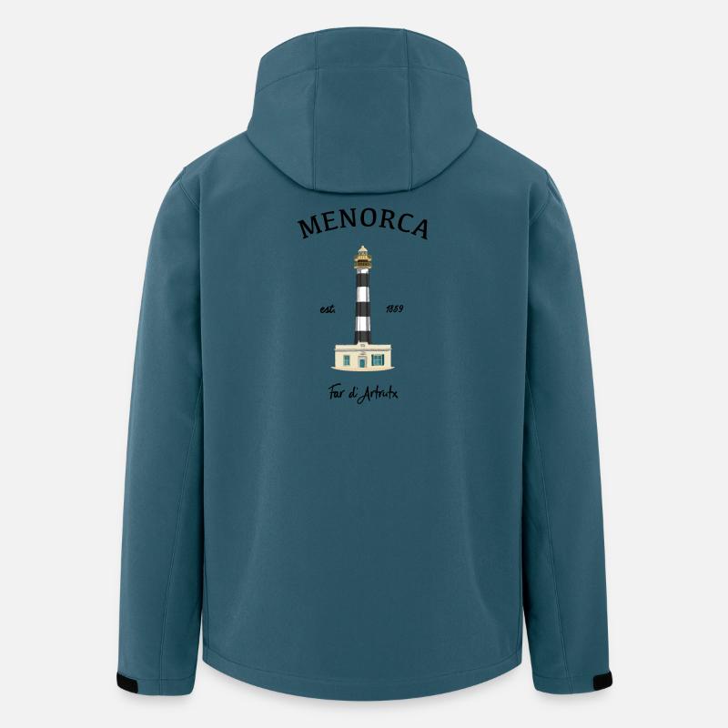 Menorca, Leuchtturm am Cap d‘Artrutx, Zeichnung - Recycelte Männer Softshell-Jacke von Stanley/Stella - Dunkles Petrol
