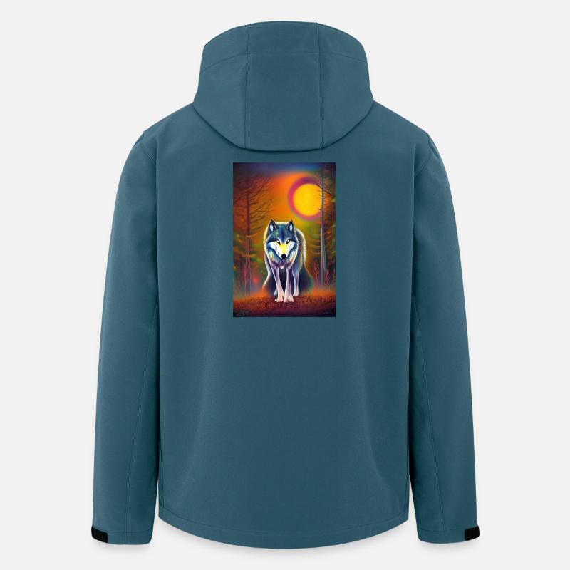 Wolf und Mond - Recycelte Männer Softshell-Jacke von Stanley/Stella - Dunkles Petrol