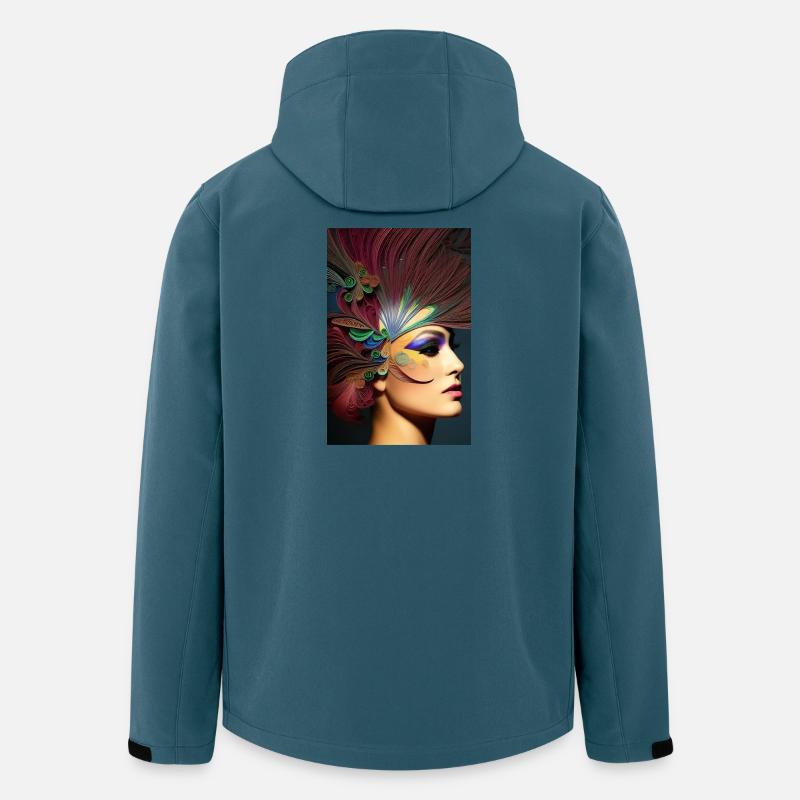 Abstrakte Gesichts Kunst - Recycelte Männer Softshell-Jacke von Stanley/Stella - Dunkles Petrol