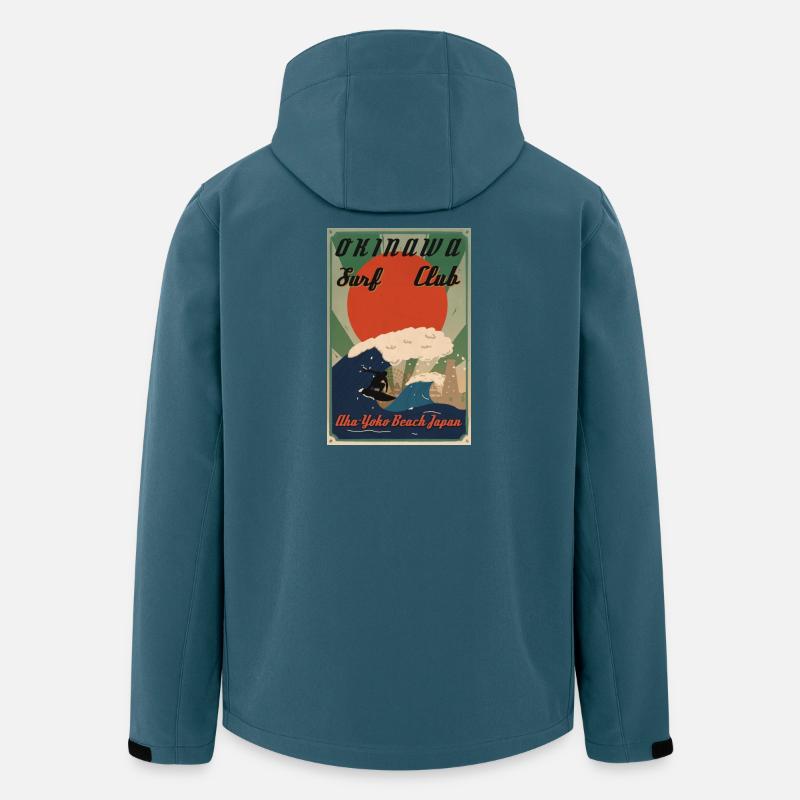 Retro Okinawa Poster - Recycelte Männer Softshell-Jacke von Stanley/Stella - Dunkles Petrol