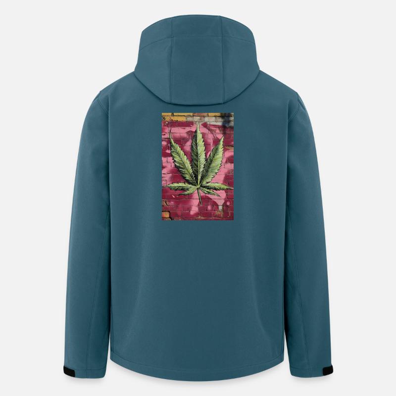 Graffiti Grasblatt auf Pinker Wand - Recycelte Männer Softshell-Jacke von Stanley/Stella - Dunkles Petrol