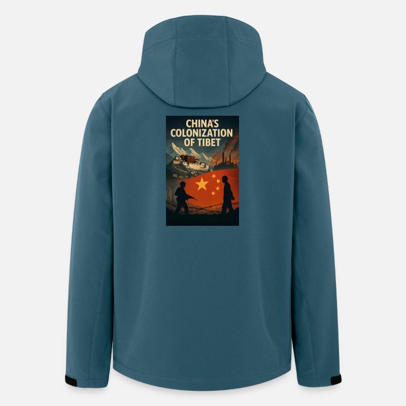 Réflexion sur la colonisation du Tibet - Veste softshell homme en polyester recyclé Stanley/Stella - bleu pétrole foncé