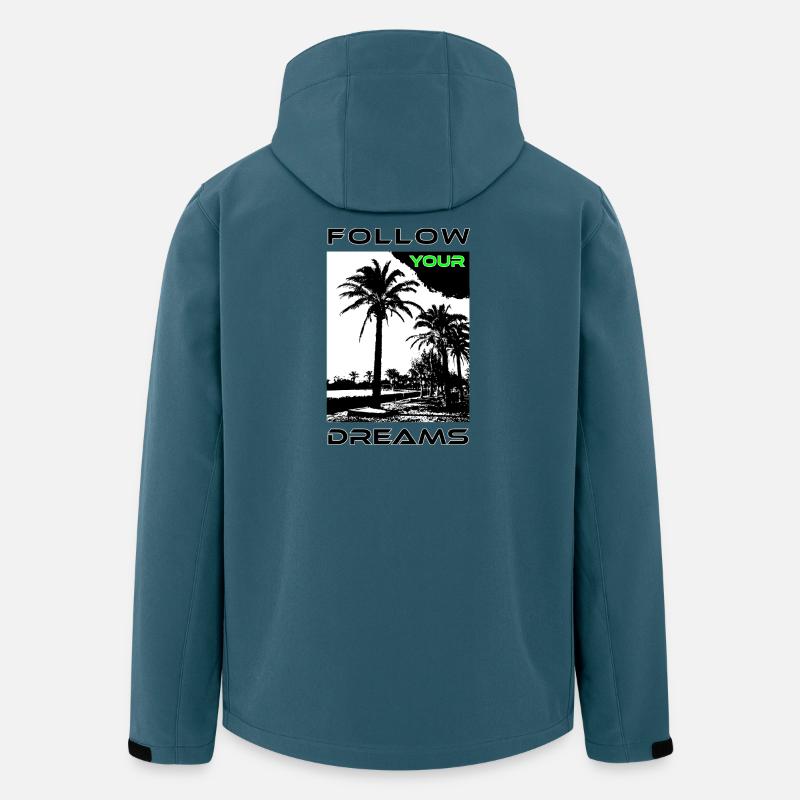 Palmengesichter im Schwarzweißstil - Recycelte Männer Softshell-Jacke von Stanley/Stella - Dunkles Petrol