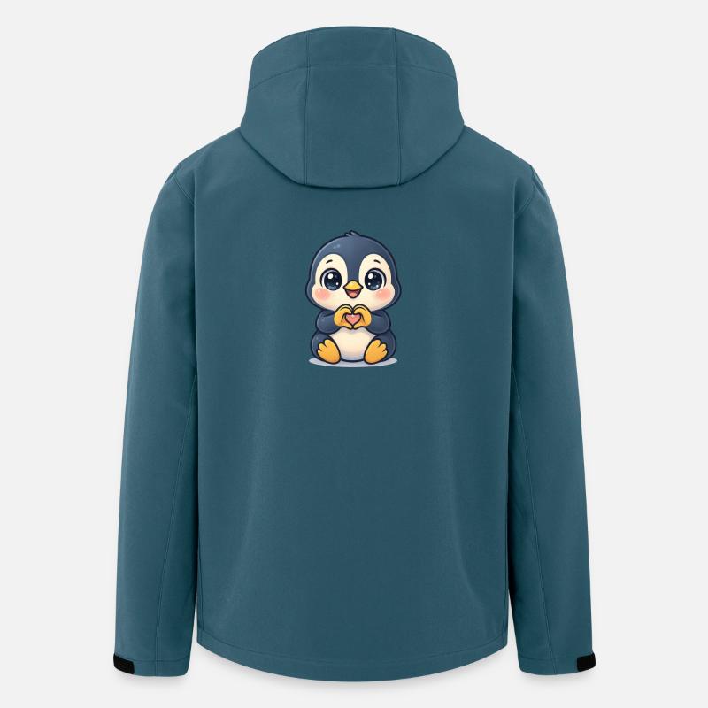 Süßer Penguin mit Herzhänden  - Recycelte Männer Softshell-Jacke von Stanley/Stella - Dunkles Petrol