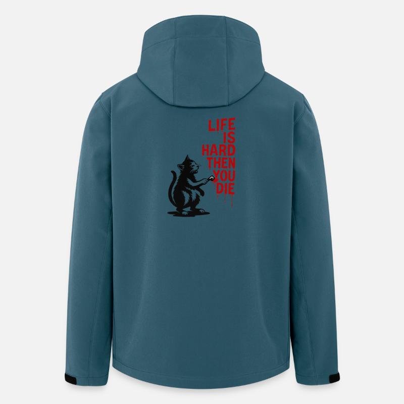 Leben ist hart dann stirbst du | Katzenspruch - Recycelte Männer Softshell-Jacke von Stanley/Stella - Dunkles Petrol