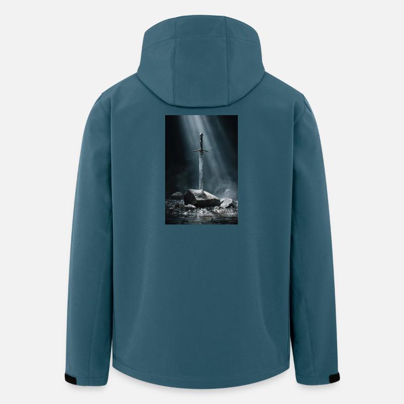 Schwert in Stein: Mystische Klinge - Recycelte Männer Softshell-Jacke von Stanley/Stella - Dunkles Petrol
