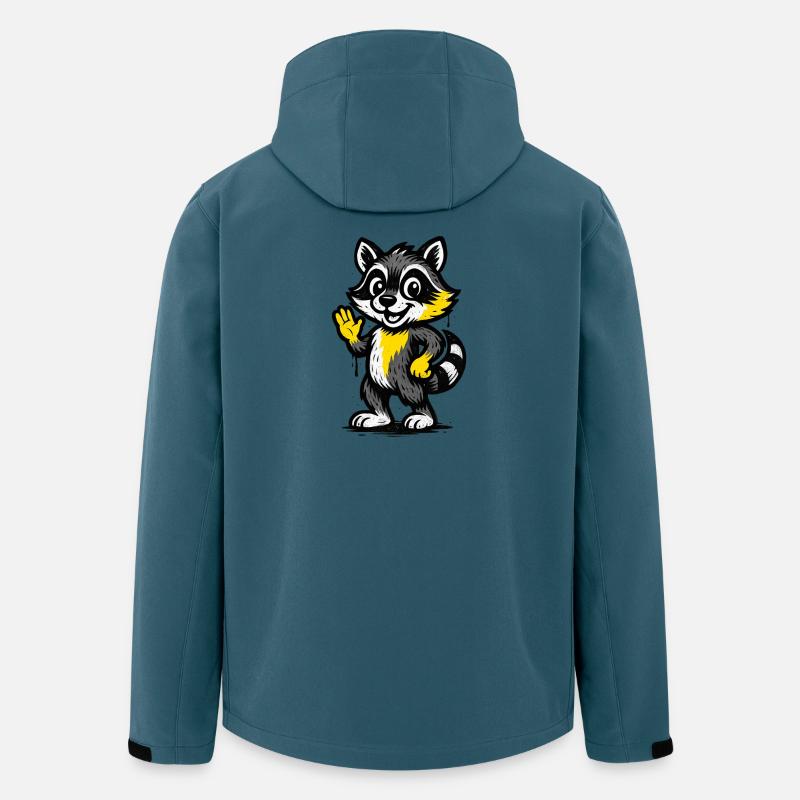 Fröhlicher Waschbär Winken - Recycelte Männer Softshell-Jacke von Stanley/Stella - Dunkles Petrol