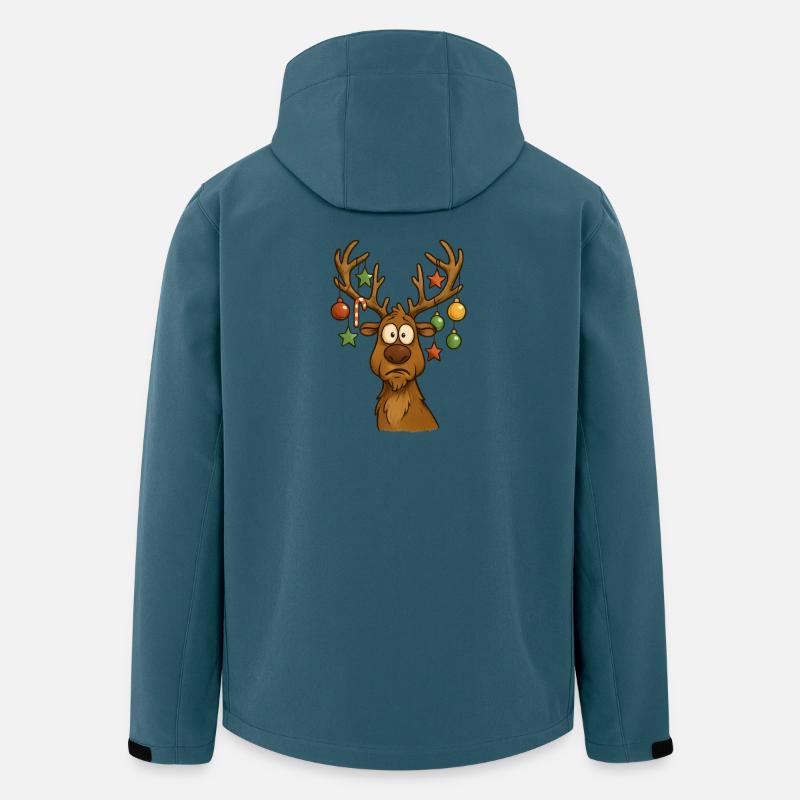 Fröhlicher Elch mit Baumschmuck - Recycelte Männer Softshell-Jacke von Stanley/Stella - Dunkles Petrol