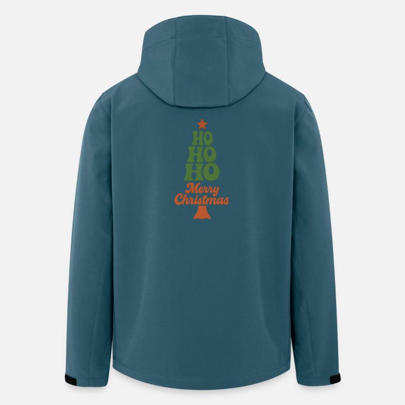 Sapin de Noël Ho Ho Ho - Veste softshell homme en polyester recyclé Stanley/Stella - bleu pétrole foncé