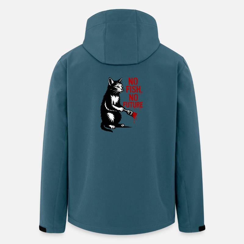 No Fish No Future Katze Graffiti - Recycelte Männer Softshell-Jacke von Stanley/Stella - Dunkles Petrol