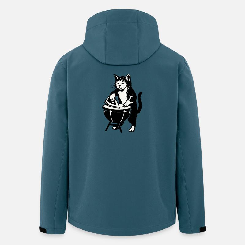 Grillkatze am Barbecue-Grill - Recycelte Männer Softshell-Jacke von Stanley/Stella - Dunkles Petrol