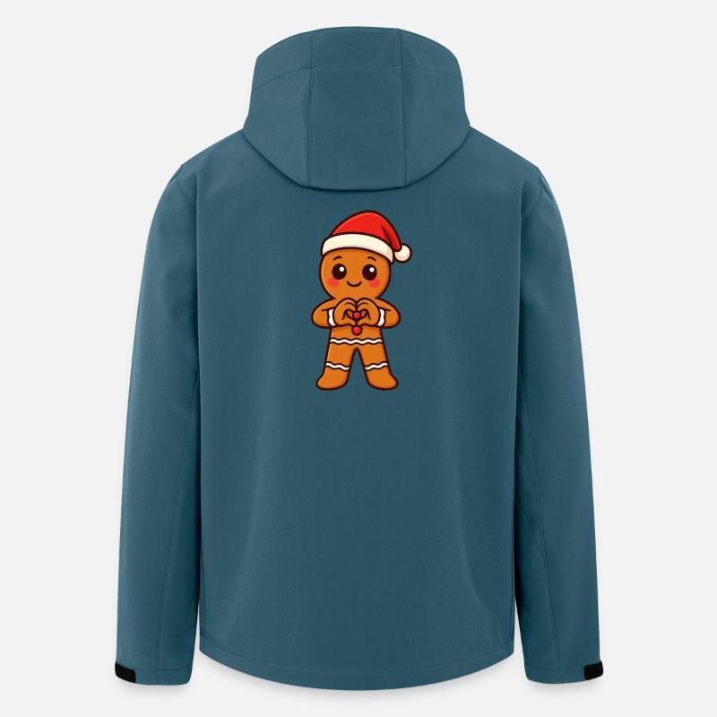 Lebkuchenherz mit Weihnachtsmütze - Recycelte Männer Softshell-Jacke von Stanley/Stella - Dunkles Petrol