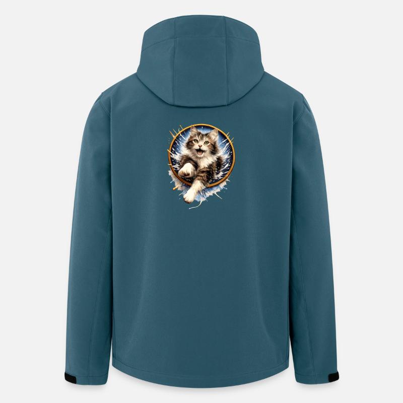 Katzenring-Sprung im Wassersplash - Recycelte Männer Softshell-Jacke von Stanley/Stella - Dunkles Petrol