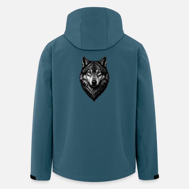 Wolfskopf Schwarzweiß Illustration - Recycelte Männer Softshell-Jacke von Stanley/Stella - Dunkles Petrol