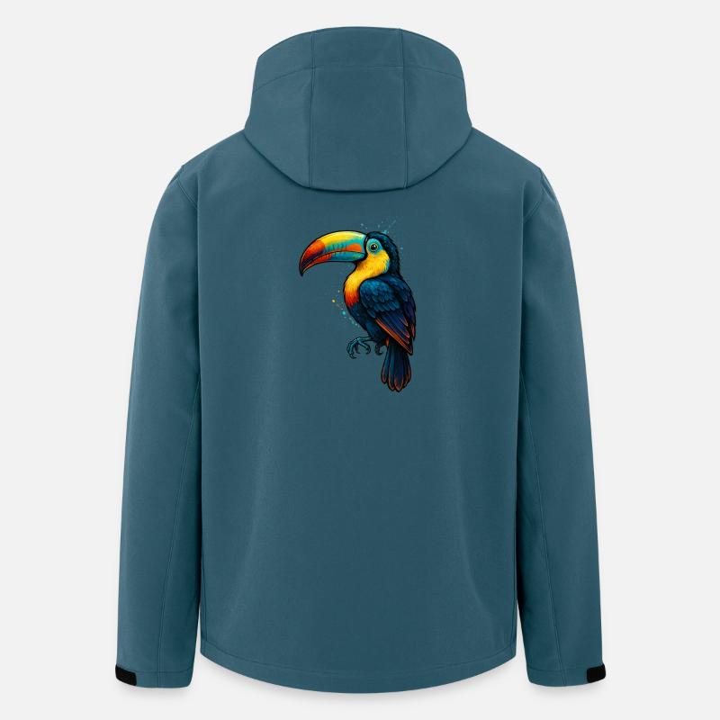 Tropischer Tukan Farbexplosion - Recycelte Männer Softshell-Jacke von Stanley/Stella - Dunkles Petrol