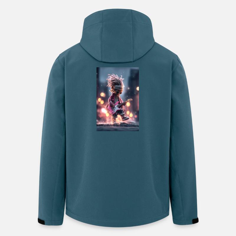 Guitariste Neon Dread avec guitare rose - Veste softshell homme en polyester recyclé Stanley/Stella - bleu pétrole foncé