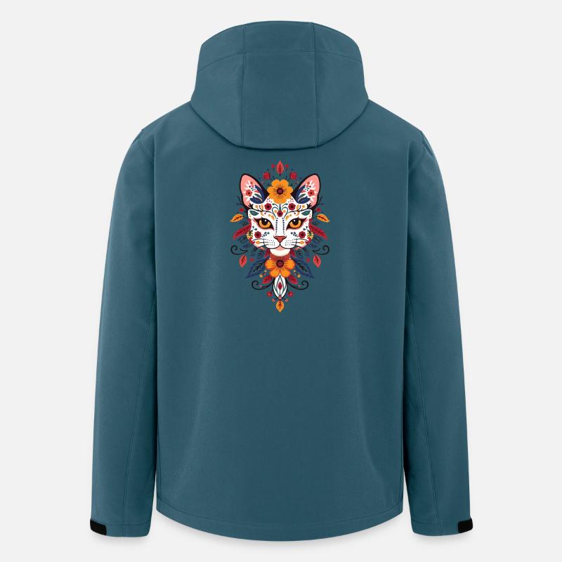 Style floral du chat fleuri - Veste softshell homme en polyester recyclé Stanley/Stella - bleu pétrole foncé
