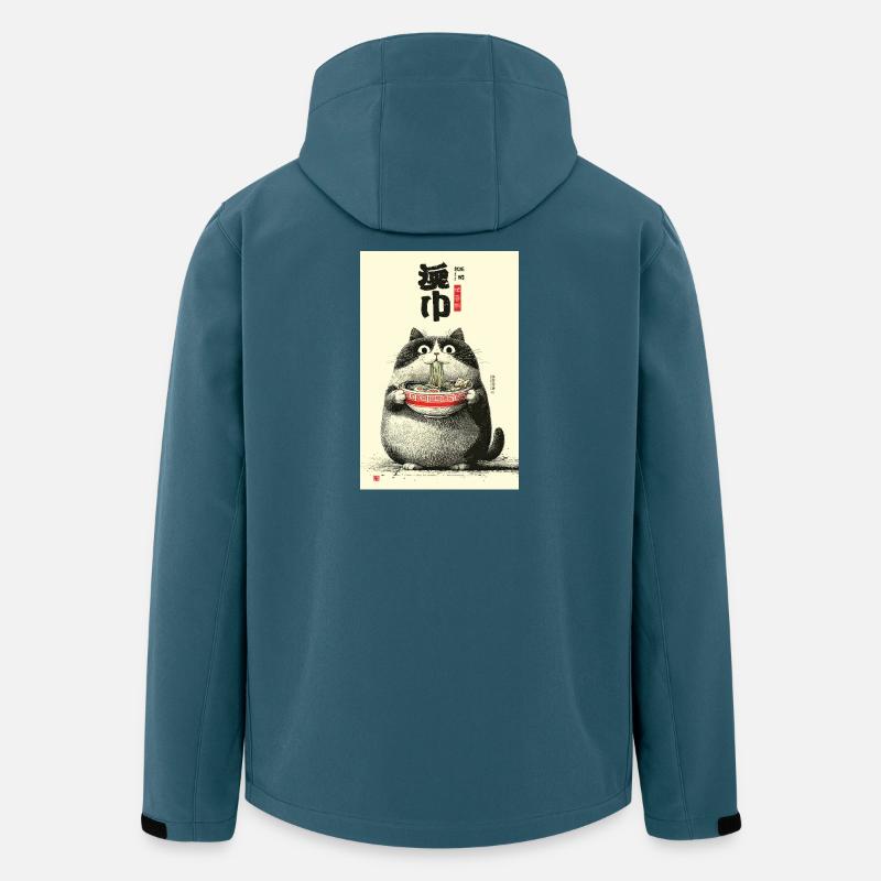Portrait du chat ramen - Veste softshell homme en polyester recyclé Stanley/Stella - bleu pétrole foncé
