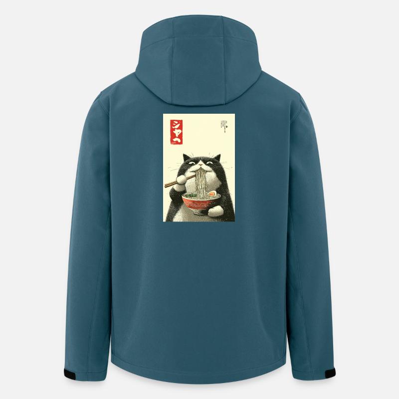 Ramen-Katze im Ukiyo-e-Stil - Recycelte Männer Softshell-Jacke von Stanley/Stella - Dunkles Petrol