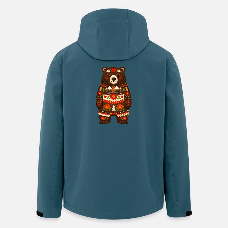 Bär im Volksstil - Recycelte Männer Softshell-Jacke von Stanley/Stella - Dunkles Petrol