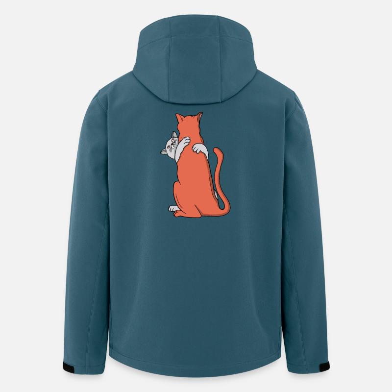 Deux chats s’embrassent dans l’amitié - Veste softshell homme en polyester recyclé Stanley/Stella - bleu pétrole foncé