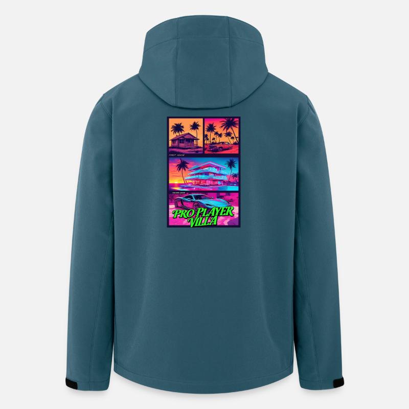 PROFISPIELER VILLA - Neon Synthwave Gaming Art - Recycelte Männer Softshell-Jacke von Stanley/Stella - Dunkles Petrol
