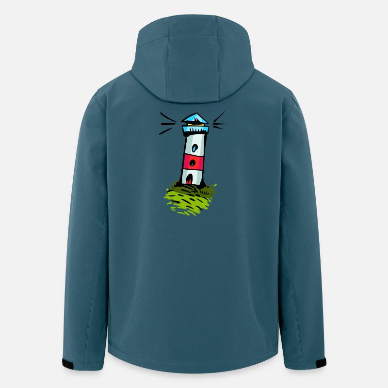 Bunter Leuchtturm auf Grünhügel - Recycelte Männer Softshell-Jacke von Stanley/Stella - Dunkles Petrol