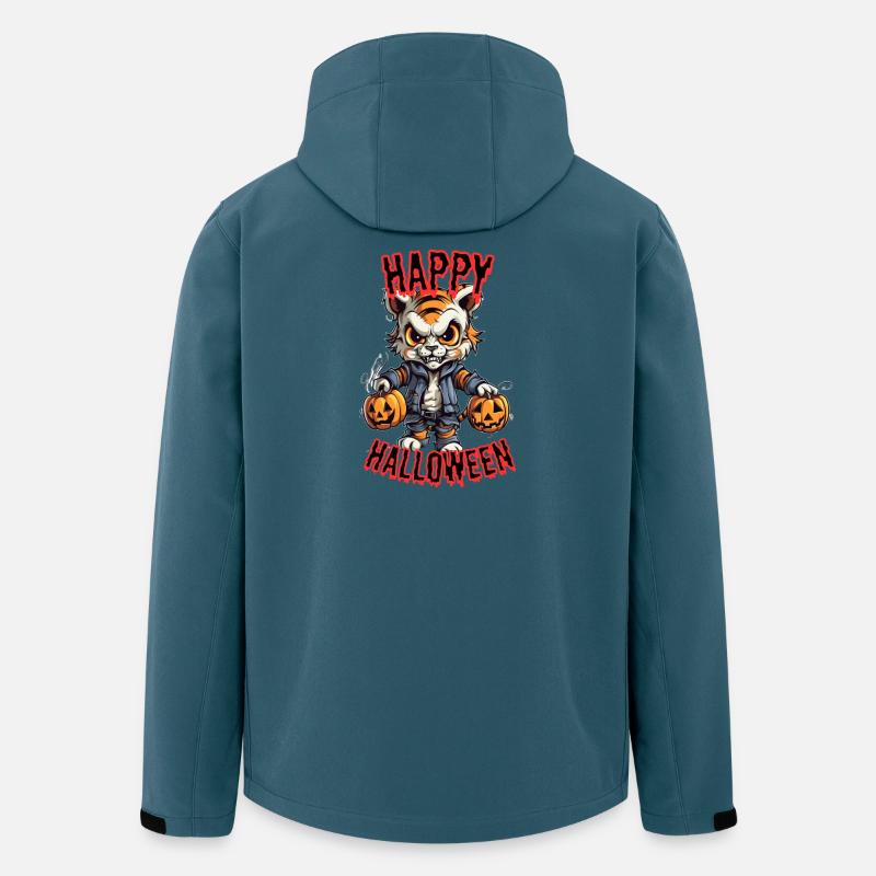 Gruseliger Tigermit Halloween Design - Recycelte Männer Softshell-Jacke von Stanley/Stella - Dunkles Petrol