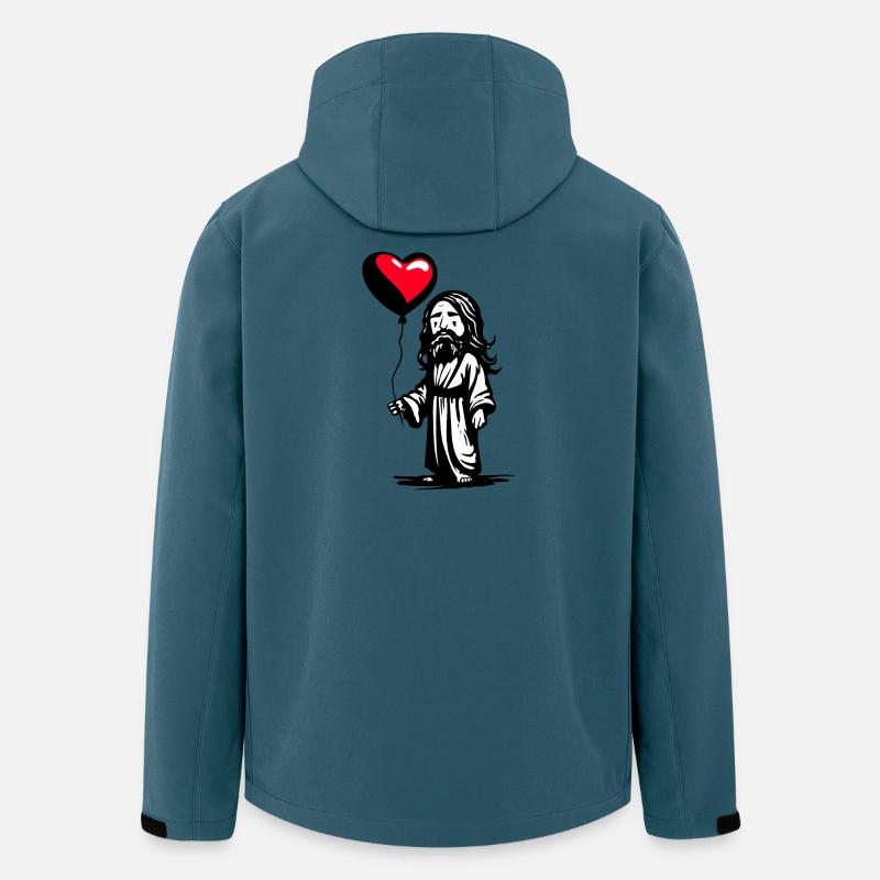 Jesus mit Herz Luftballon - Heartful Creatures - Recycelte Männer Softshell-Jacke von Stanley/Stella - Dunkles Petrol
