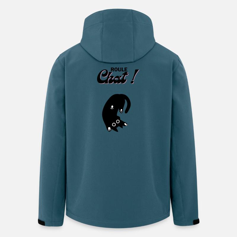 Chat en roue libre ! - Veste softshell homme en polyester recyclé Stanley/Stella - bleu pétrole foncé