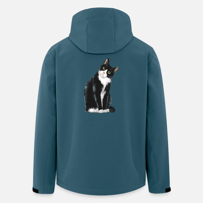 Schwarz-weiße Katze - Recycelte Männer Softshell-Jacke von Stanley/Stella - Dunkles Petrol