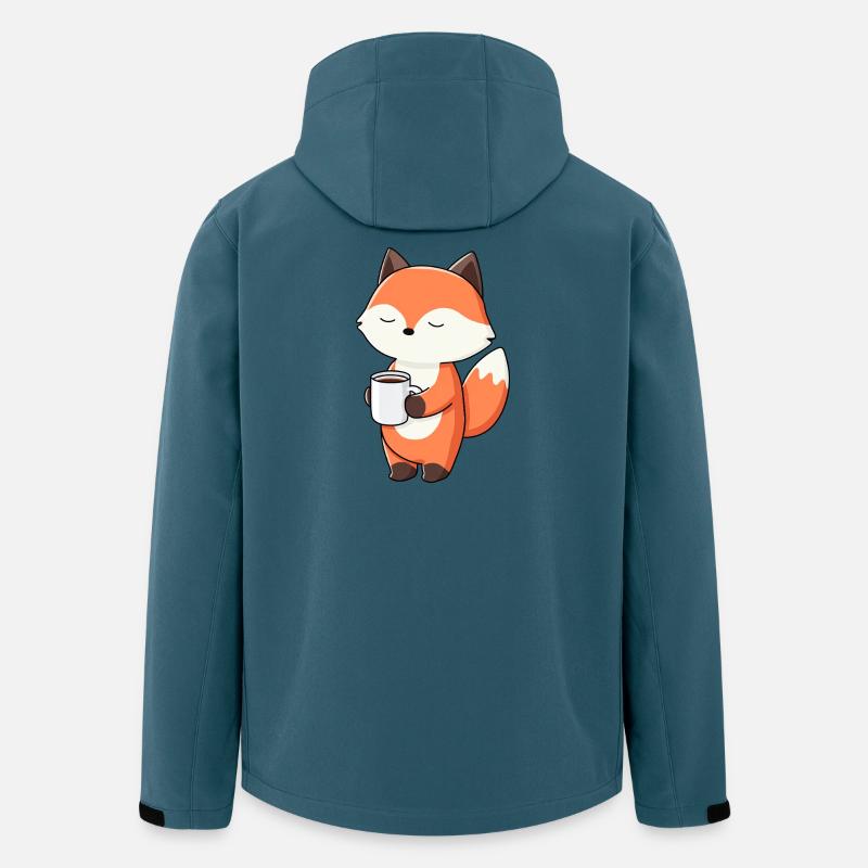Fuchs mit Kaffeetassen-Zauber - Recycelte Männer Softshell-Jacke von Stanley/Stella - Dunkles Petrol