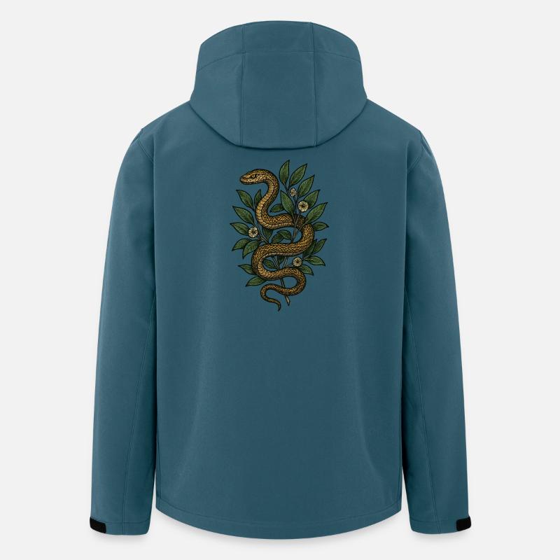 Schlange im Blattwerk - botanischer Stil - Recycelte Männer Softshell-Jacke von Stanley/Stella - Dunkles Petrol