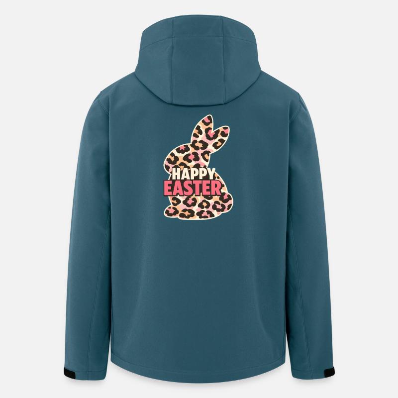Joyeux Léopard Lapin de Pâques - Veste softshell homme en polyester recyclé Stanley/Stella - bleu pétrole foncé