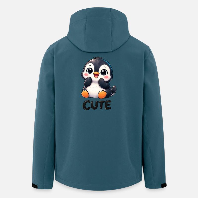 Pingouin chibi mignon timide timide mignon - Veste softshell homme en polyester recyclé Stanley/Stella - bleu pétrole foncé