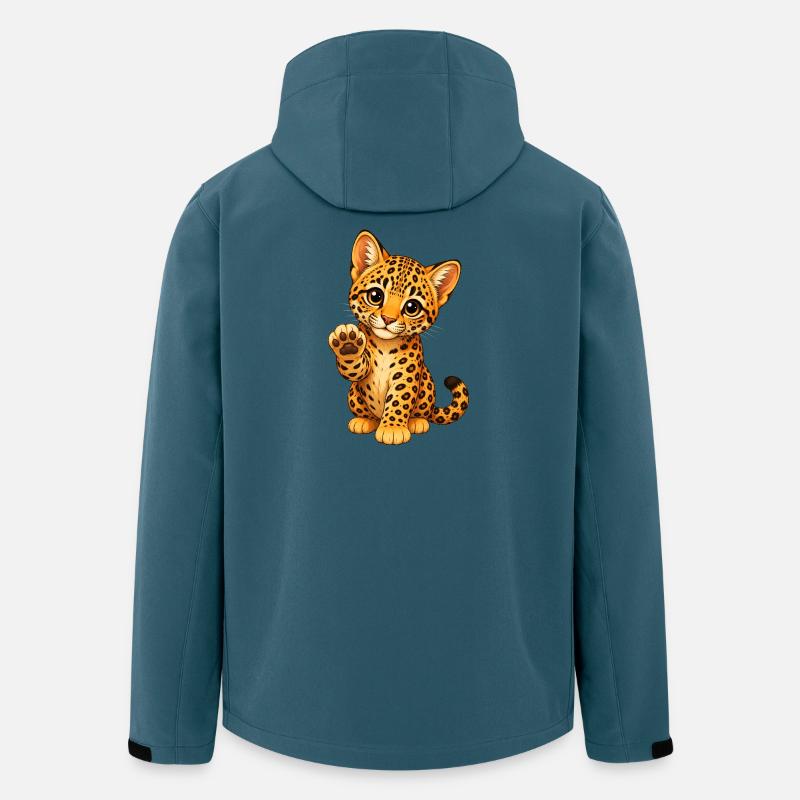 Chaton en apparence de léopard - Veste softshell homme en polyester recyclé Stanley/Stella - bleu pétrole foncé