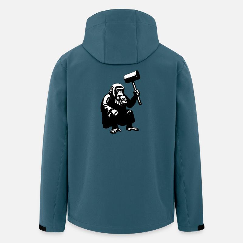 Affenrichter mit Riesen-Hammer - Recycelte Männer Softshell-Jacke von Stanley/Stella - Dunkles Petrol