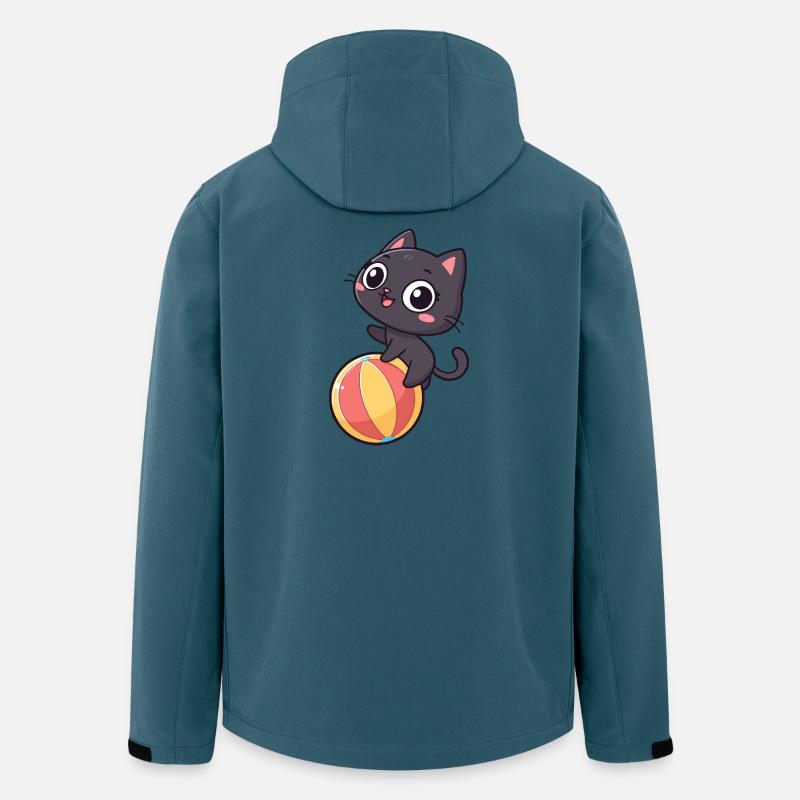 Schwarzes Kätzchen auf Strandball - Recycelte Männer Softshell-Jacke von Stanley/Stella - Dunkles Petrol