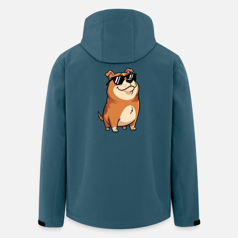 Dicker Dackel mit Sonnenbrille - Recycelte Männer Softshell-Jacke von Stanley/Stella - Dunkles Petrol