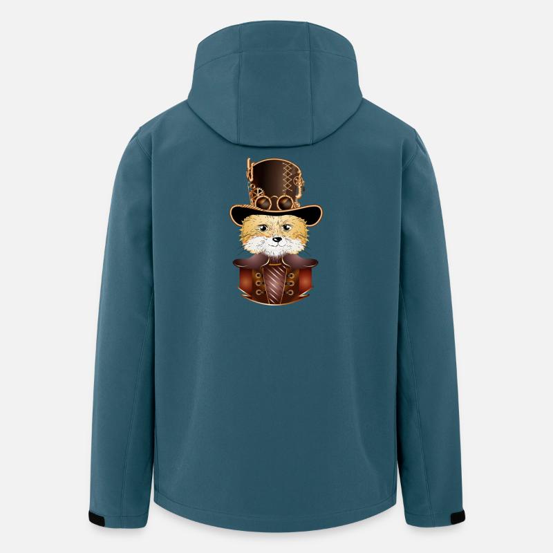 Steampunk Fuchs mit antiken Zylinder Hut Look - Recycelte Männer Softshell-Jacke von Stanley/Stella - Dunkles Petrol