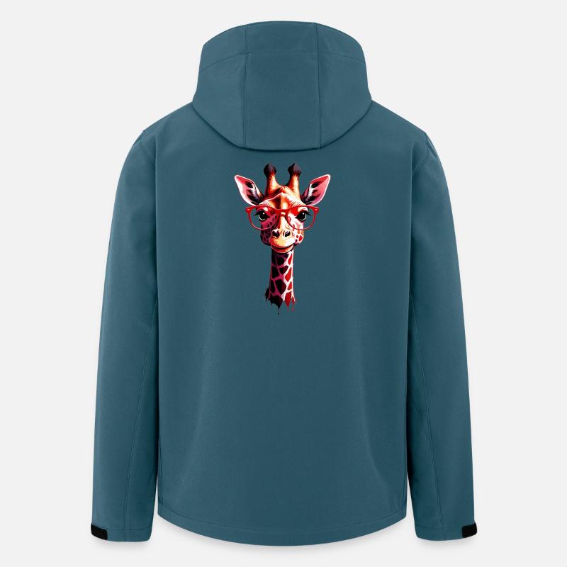 Süße Giraffe mit Brille - Recycelte Männer Softshell-Jacke von Stanley/Stella - Dunkles Petrol