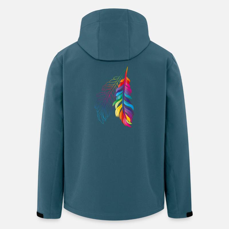 Regenbogenfedern – farbenfrohes Boho-Design - Recycelte Männer Softshell-Jacke von Stanley/Stella - Dunkles Petrol