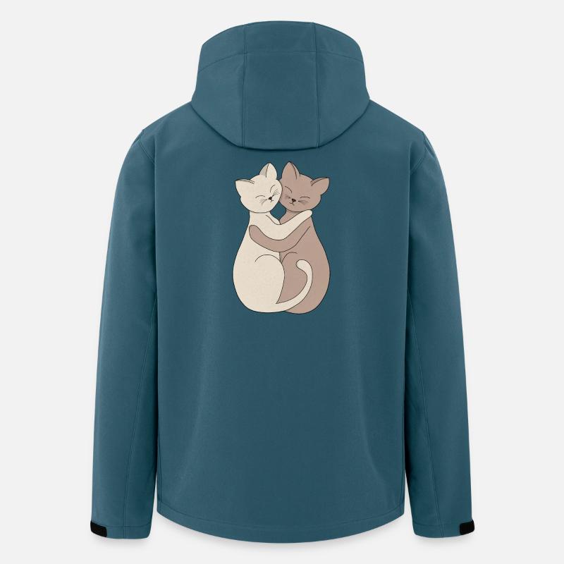 Umarmende Katzen-Freundschaftsillustration - Recycelte Männer Softshell-Jacke von Stanley/Stella - Dunkles Petrol